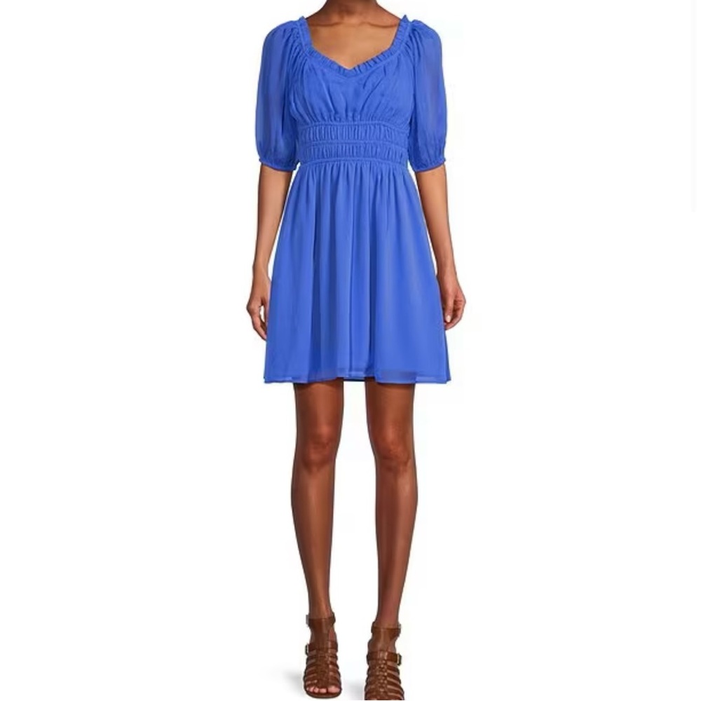 VINCE CAMUTO Ruffled Smocked Fit and Flare Dress